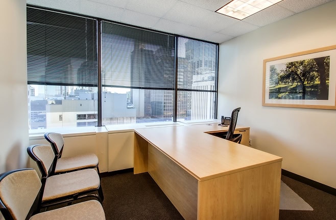 Franchise office space in France with modern furnishings and large windows offering natural light, ideal for Intelligent Office franchising opportunities.